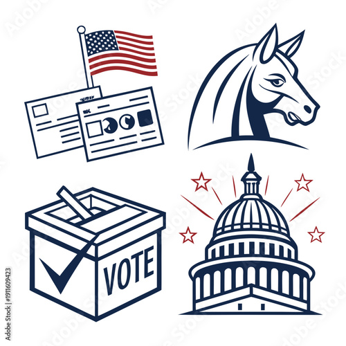 Voting and political symbols from different countries and ideologies Vector