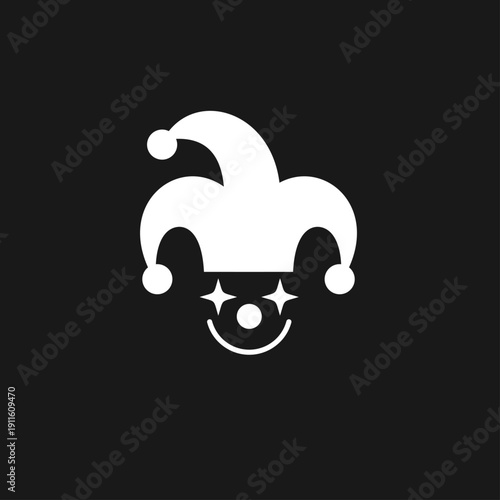 Jester Hat Smiling Clown Face Icon Vector Illustration