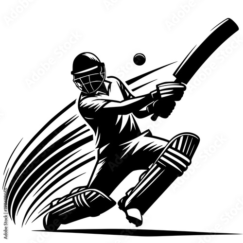 cricket player silhouette holding a bat in vector illustration style
