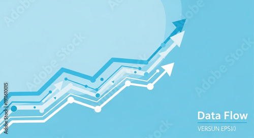Abstract data flow with upward trending arrows and dots.