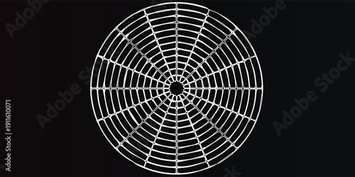 Circular Grid Pattern on Dark Background.