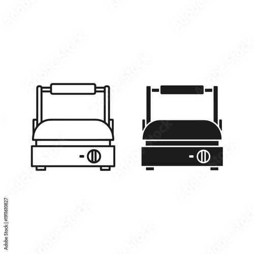 Line drawing of two types of portable electric grills Vector