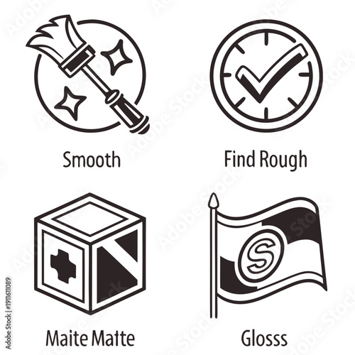 Four icons representing different types of toothbrushes and toothpaste. Vector
