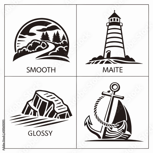 Four distinct icons representing different natural disasters and safety measures Vector