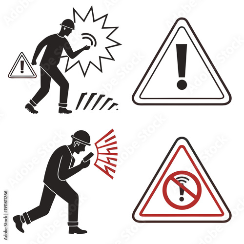 A man experiencing back pain with warning symbols indicating restrictions Vector