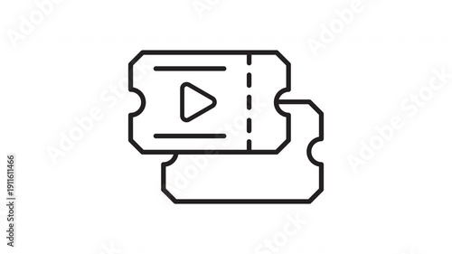 Animated Movie Ticket Outline Icon