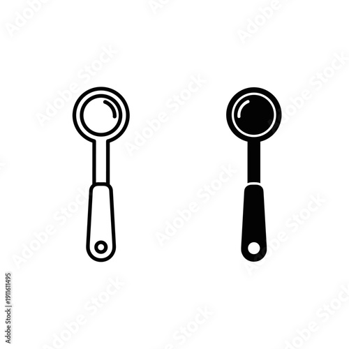 Two spoons with circular heads are shown Vector