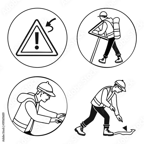 Illustrations of various exercises and activities for physical fitness and health Vector