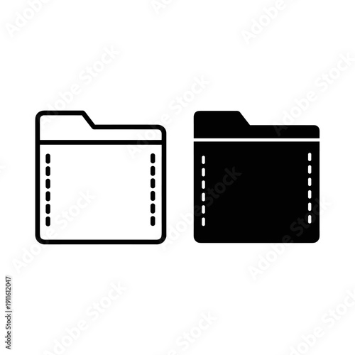 A black and white icon of two file folders Vector