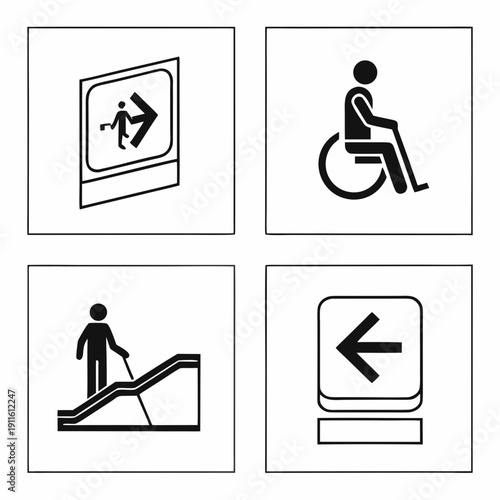 Symbols representing accessibility features and information points in public spaces Vector