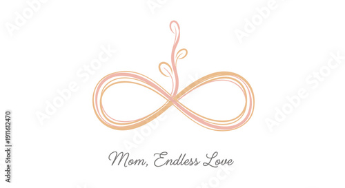 Vector infinity symbol with 'Mom, Endless Love' text in cursive font on transparent background