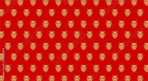 Golden Shield Emblems on Red Background.