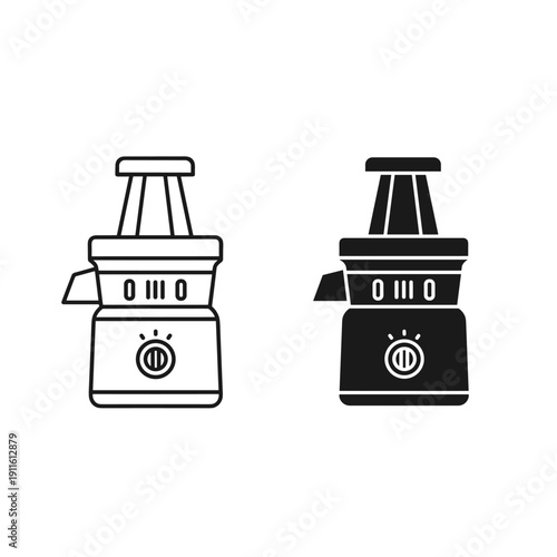 A black and white illustration of two coffee grinders Vector