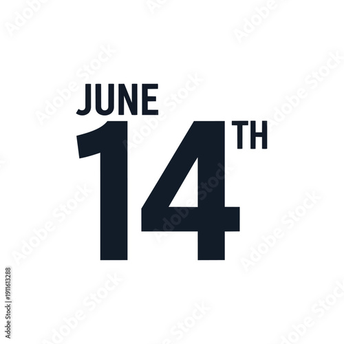 Bold typographic representation of the fourteenth day of June for various chronological applications