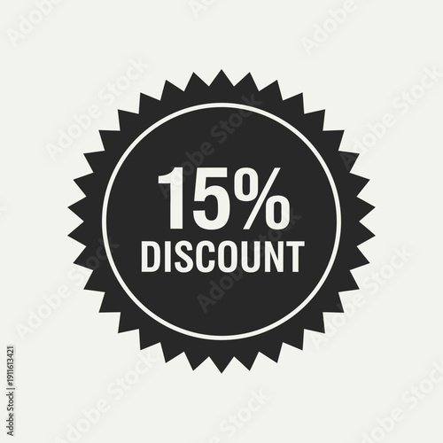 15 Percent Discount Badge – Sale Offer Promotional Label Design