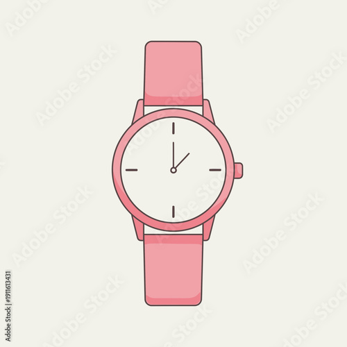 Wrist Watch Illustration – Analog Timepiece Flat Design Icon