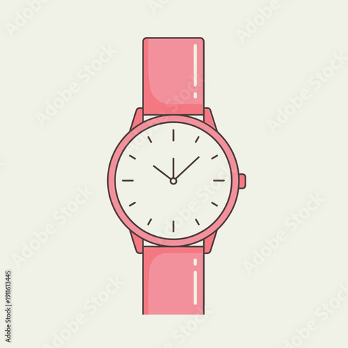 Wrist Watch Illustration – Analog Timepiece Flat Design Icon
