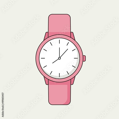 Wrist Watch Illustration – Analog Timepiece Flat Design Icon