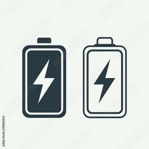 Battery Charging Icon Set – Power Energy Lightning Symbols