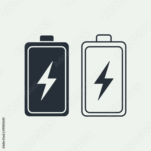 Battery Charging Icon Set – Power Energy Lightning Symbols