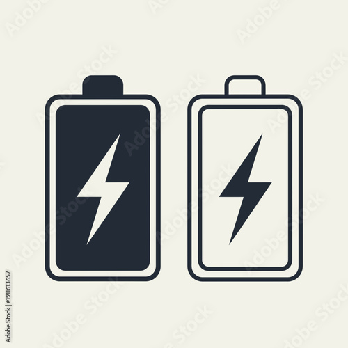 Battery Charging Icon Set – Power Energy Lightning Symbols