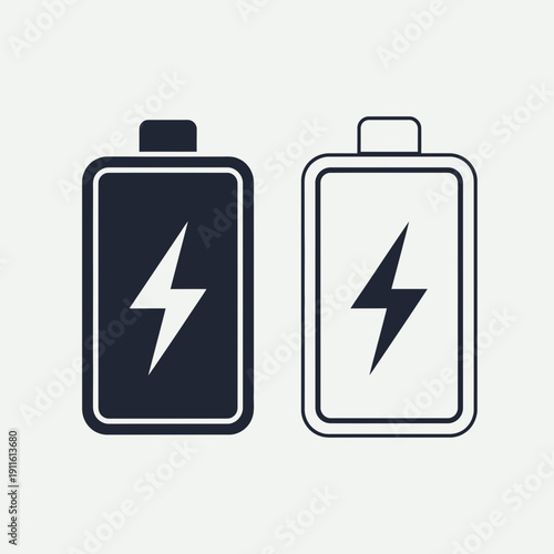 Battery Charging Icon Set – Power Energy Lightning Symbols