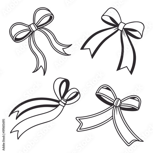 Four elegant bows in different styles and orientations Vector