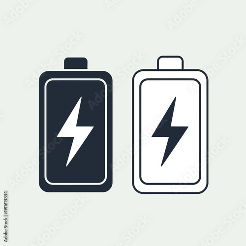 Battery Charging Icon Set – Power Energy Lightning Symbols