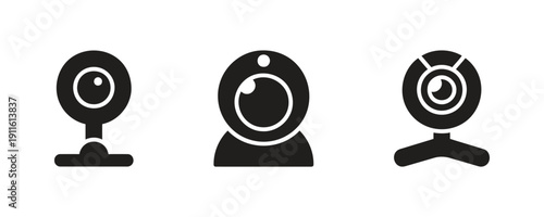 Collection of modern webcam icons for video streaming and calls