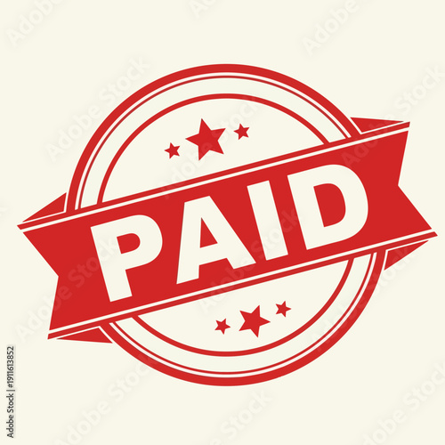 Paid Stamp Badge Icon – Red Approved Payment Seal for Invoice, Billing & Business Transactions