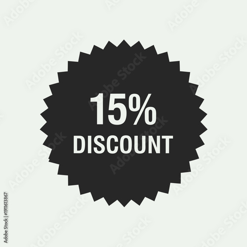 15 Percent Discount Badge – Sale Offer Promotional Label Design