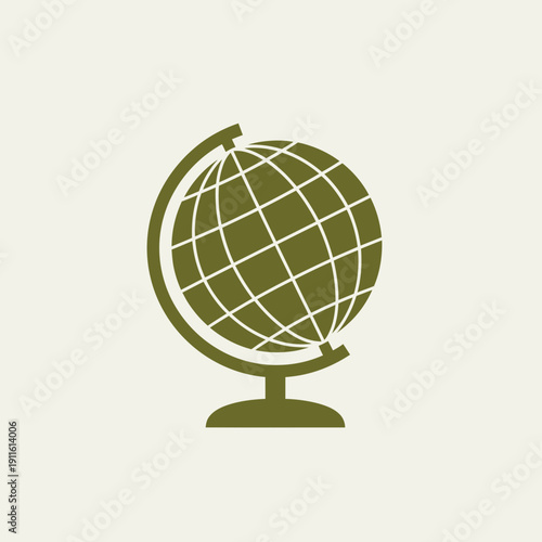 Globe World Icon – Geography Education Global Flat Design
