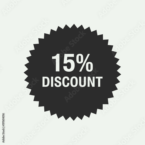 15 Percent Discount Badge – Sale Offer Promotional Label Design