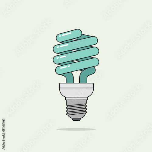 Energy Saving Light Bulb Icon – Compact Fluorescent Lamp Eco Lighting Illustration