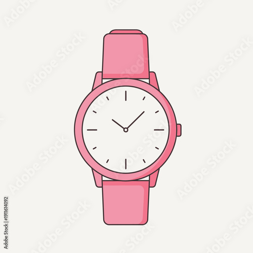 Wrist Watch Illustration – Analog Timepiece Flat Design Icon