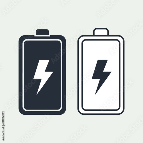 Battery Charging Icon Set – Power Energy Lightning Symbols