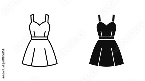 Two dresses side by side in black and white Vector