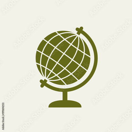 Globe World Icon – Geography Education Global Flat Design