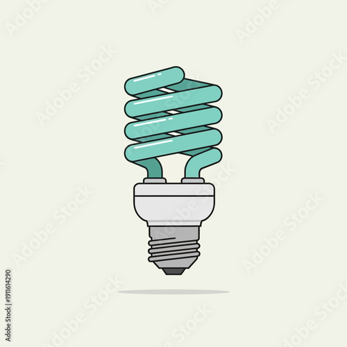 Energy Saving Light Bulb Icon – Compact Fluorescent Lamp Eco Lighting Illustration