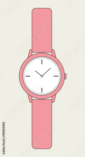 Wrist Watch Illustration – Analog Timepiece Flat Design Icon