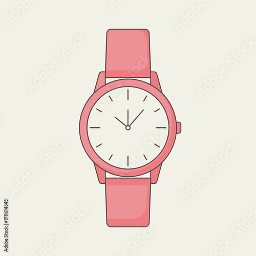 Wrist Watch Illustration – Analog Timepiece Flat Design Icon