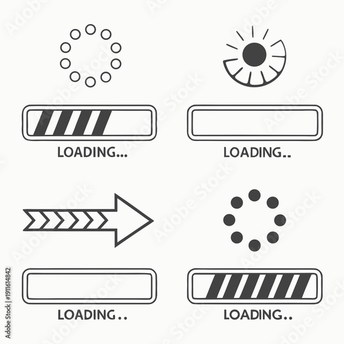 Diverse icons representing various loading and action states in a user interface Vector