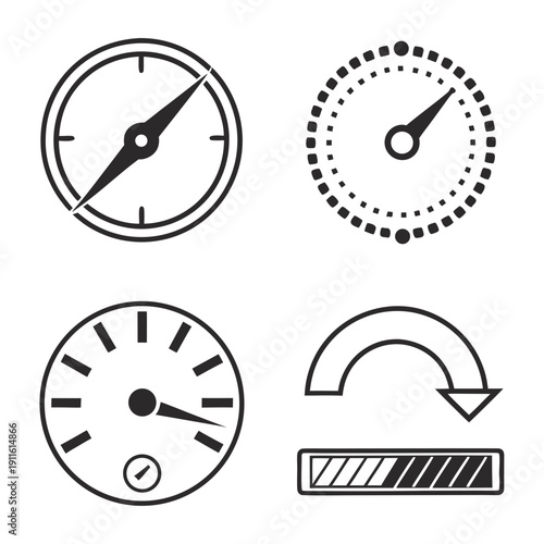 Assorted icons representing various measurement and indicator tools Vector