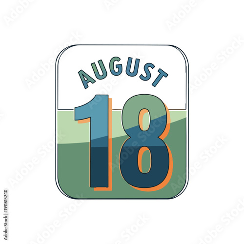 Stylized calendar icon showing August 18th in a modern minimalist design aesthetic.