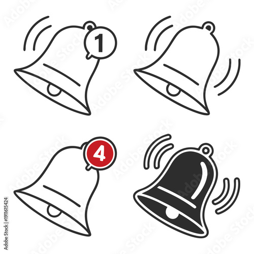 A variety of different types of alarm clocks and bells with different sounds Vector