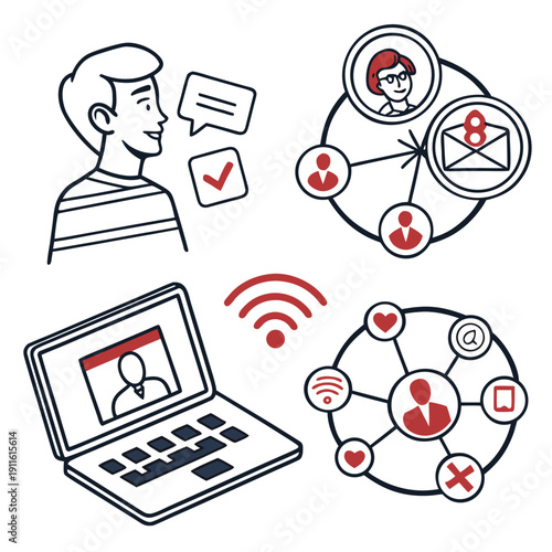 A person using a laptop to manage and control various smart home devices Vector