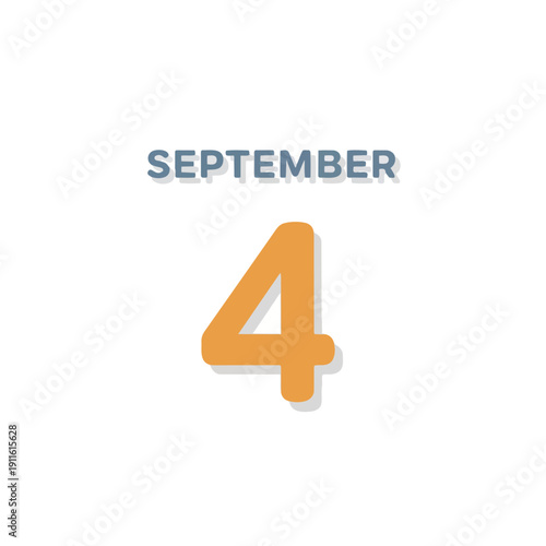 Modern minimal calendar icon showing the fourth day of september with clear typography ideal for scheduling reminders and important event