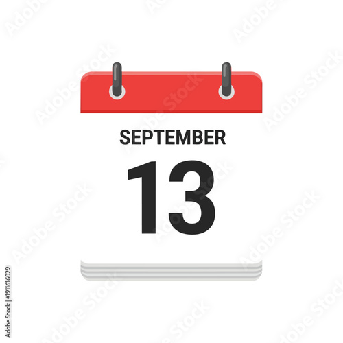 A vibrant digital calendar icon prominently featuring September 13th, signifying essential daily organization and precise time management for