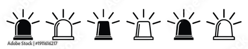 Collection of siren icons emergency light warning signal alerts symbols vector illustration
