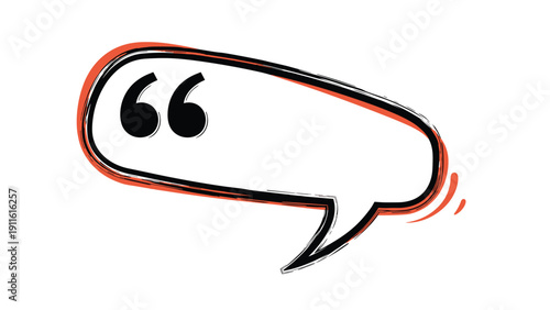 Creative speech bubble with large quotation marks in a sketchy hand-drawn style used for highlighting important messages and testimonials.